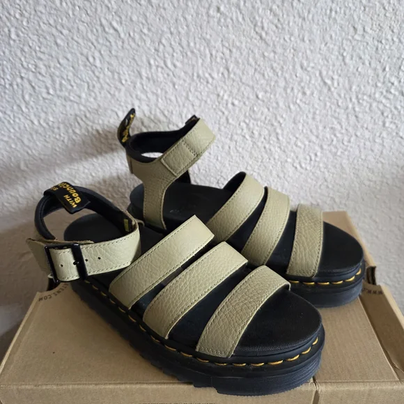 Dr. Martens Olive Green Strappy Sandals - Picture 1 of 3